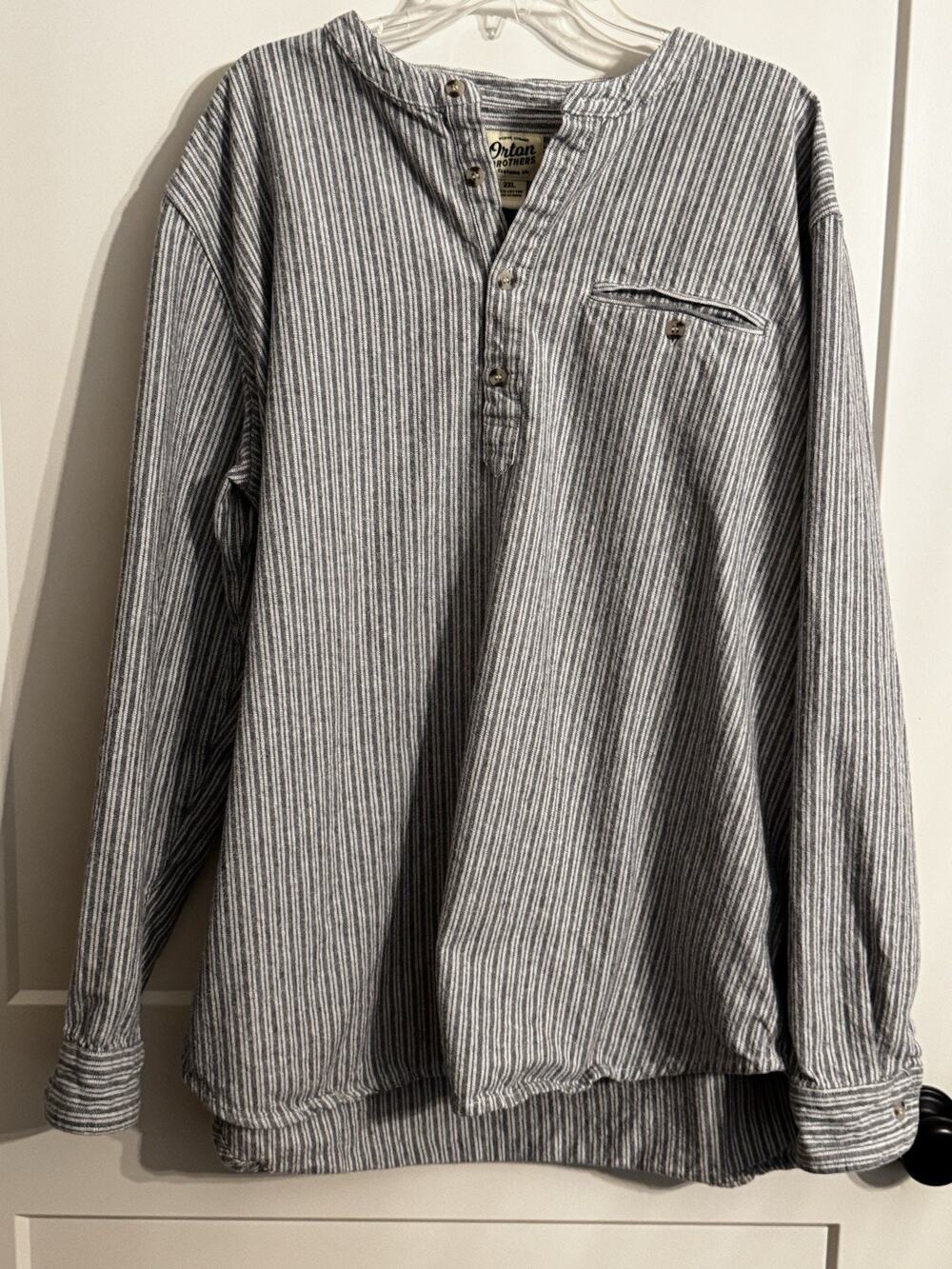 Orton Brothers Shirt Sz 2XL Light Blue Multi Cotton Made In India Men Gorpcore